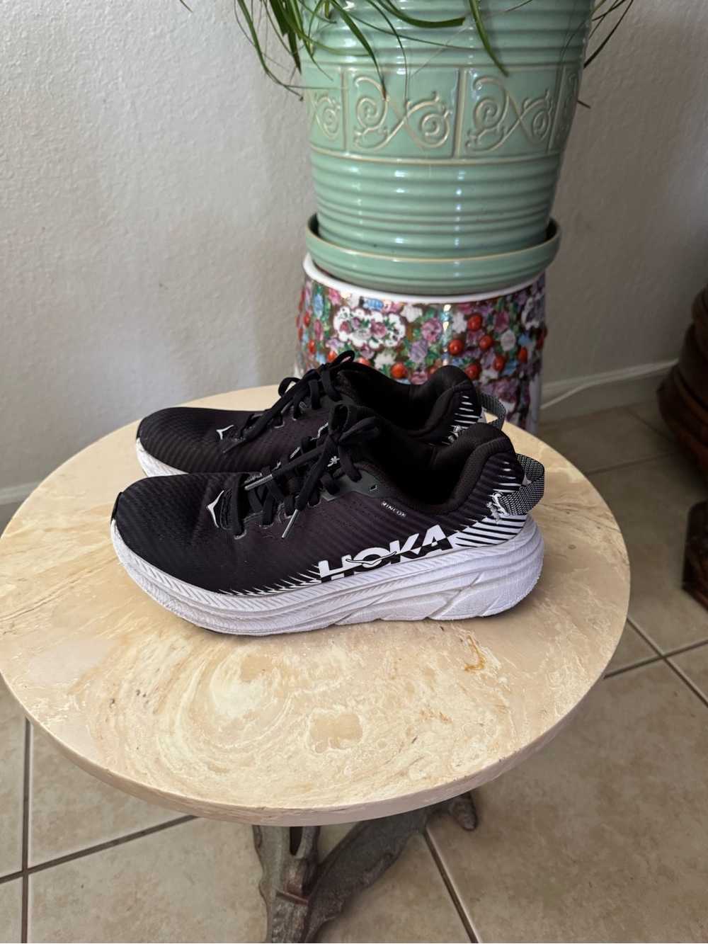Hoka Kids Black & White Lightweight Running Sneakers
